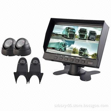 Rear-view Camera System with 7-inch Digital Quad Monitor for Bus, 12V Power Voltage